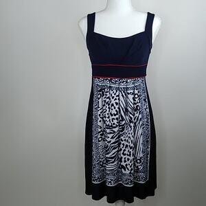 En Focus Studio Black Dress Animal Print Panels